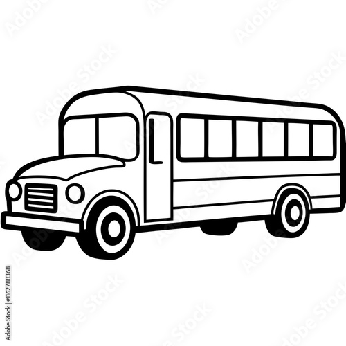 Geometric School Bus Line Art Vector