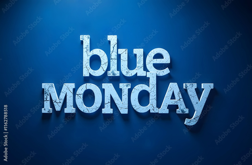 Blue Monday text on blue background. Blue textured typography design of the phrase Blue Monday text on blue background. Blue textured typography design of the phrase