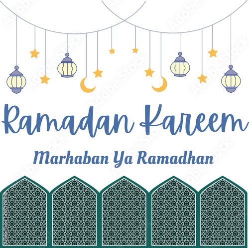 Ramadan is the month of blessing Ramadan Kareem text translation in Arabic lettering , Welcome Ramadan in Arabic