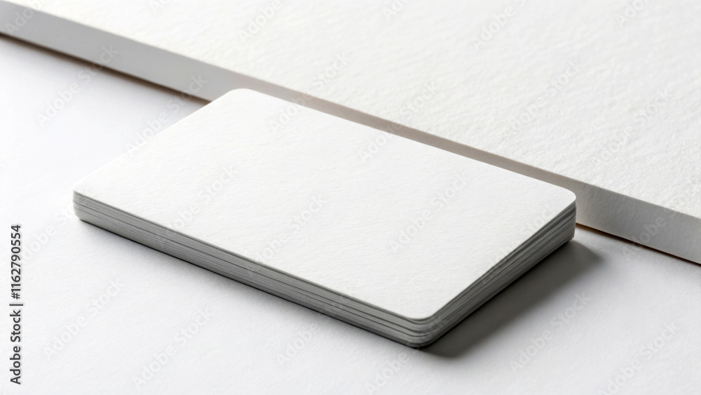A stack of blank, rectangular cards with rounded corners is neatly arranged on a smooth surface. The minimalist design highlights the simplicity and potential uses of the cards.AI generated. A stack of blank, rectangular cards with rounded corners is neatly arranged on a smooth surface. The minimalist design highlights the simplicity and potential uses of the cards.AI generated.