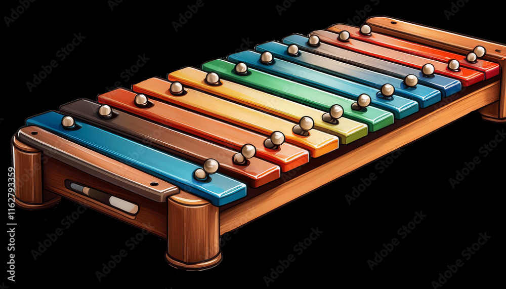 Naklejka premium Rainbow colored wooden beautifully toy xylophone
