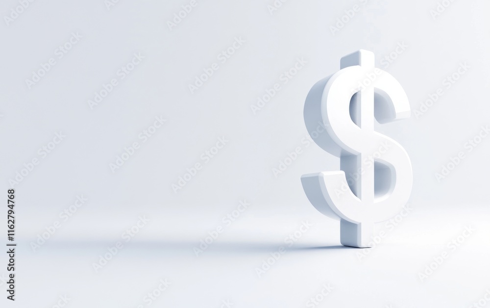 A minimalistic 3D representation of a dollar sign, symbolizing wealth, finance, and economic growth in a clean environment. A minimalistic 3D representation of a dollar sign, symbolizing wealth, finance, and economic growth in a clean environment.
