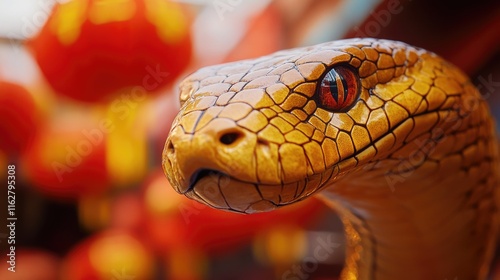 A close-up view of a statue of a snake, perfect for editorial or commercial use photo