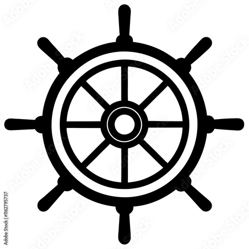 wooden spinning wheel silhouette vector icon illustration on white background.