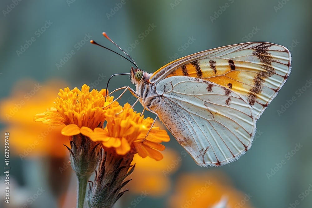 A butterfly perches on the petals of a bright yellow flower, enjoying the warm sunlight A butterfly perches on the petals of a bright yellow flower, enjoying the warm sunlight