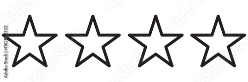 Four star rating. Product review flat icon for apps and websites.