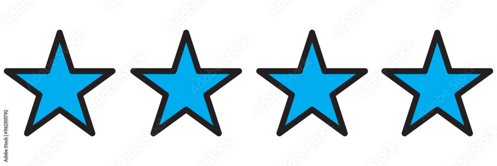 Four star rating. Product review flat icon for apps and websites. Four star rating. Product review flat icon for apps and websites.