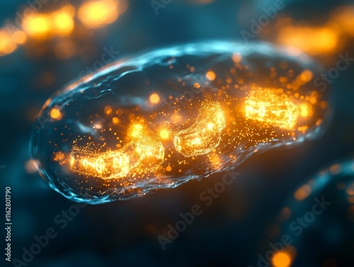A stunning microcosmic view of glowing cells, showcasing the intricate beauty of life at a microscopic level.