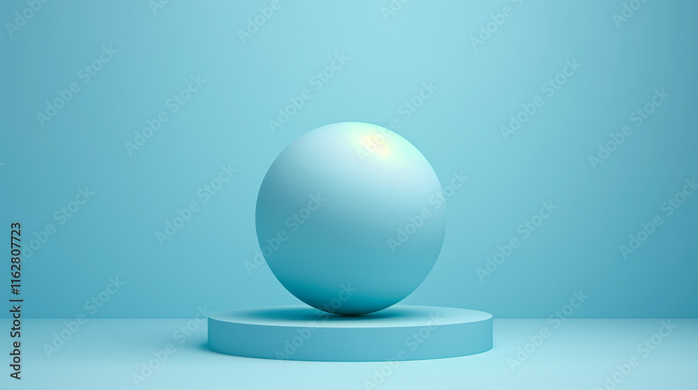Minimalistic Blue Sphere on Pedestal Illustration with Smooth Gradient Background for Modern Design Concepts Minimalistic Blue Sphere on Pedestal Illustration with Smooth Gradient Background for Modern Design Concepts