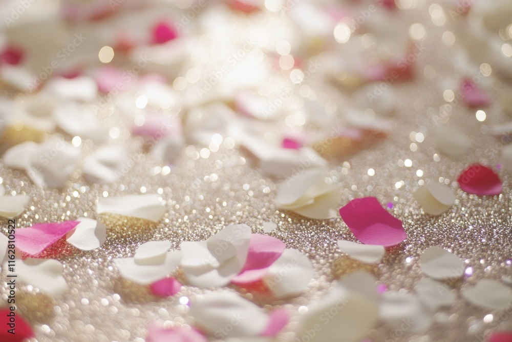 A close-up shot of a table covered in colorful confetti, perfect for celebrations and party decorations A close-up shot of a table covered in colorful confetti, perfect for celebrations and party decorations