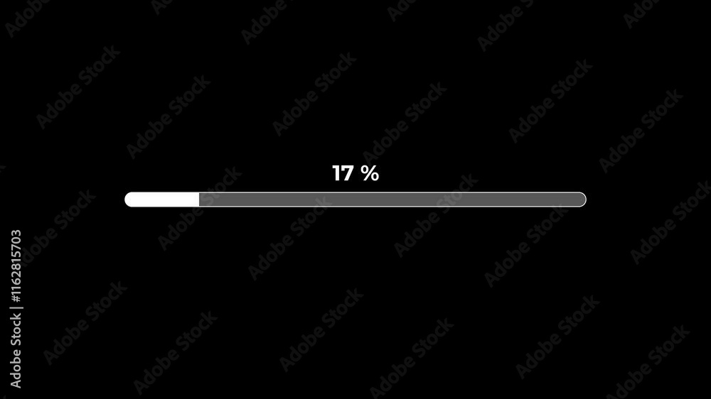 4K White Progress Bar Animation | 100% Completion in 30 Seconds | Black Background Motion Graphics