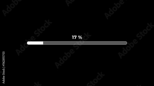 4K White Progress Bar Animation | 100% Completion in 30 Seconds | Black Background Motion Graphics