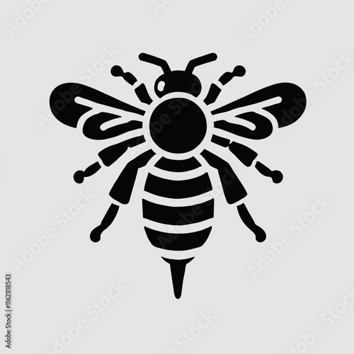 very simple flat and minimalist Honey Bee silhouette with black color and white background