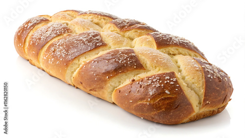 Traditional zopf swiss bread on white background for bakery display.