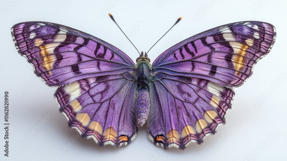 Obraz premium A close-up shot of a purple butterfly on a white surface