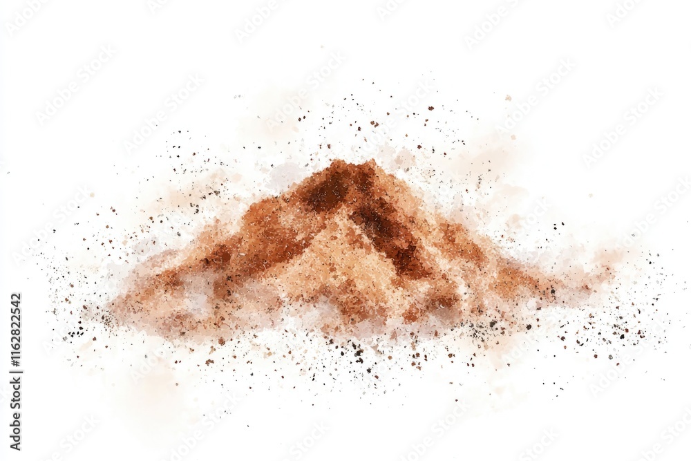 A close-up shot of a pile of dirt on a clean and simple white background, perfect for use in editorial or commercial contexts where a neutral backdrop is required A close-up shot of a pile of dirt on a clean and simple white background, perfect for use in editorial or commercial contexts where a neutral backdrop is required