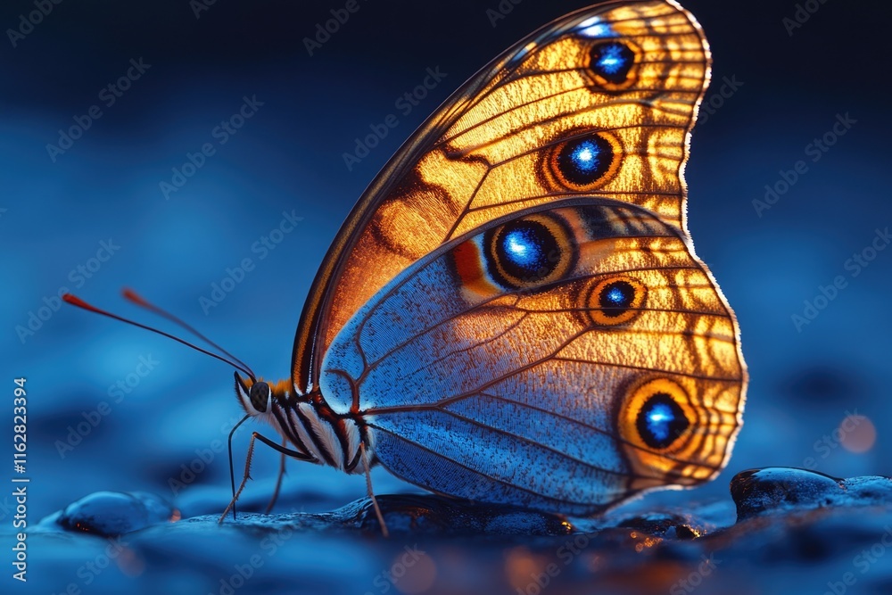 Naklejka premium A close-up shot of a butterfly resting on a rocky surface