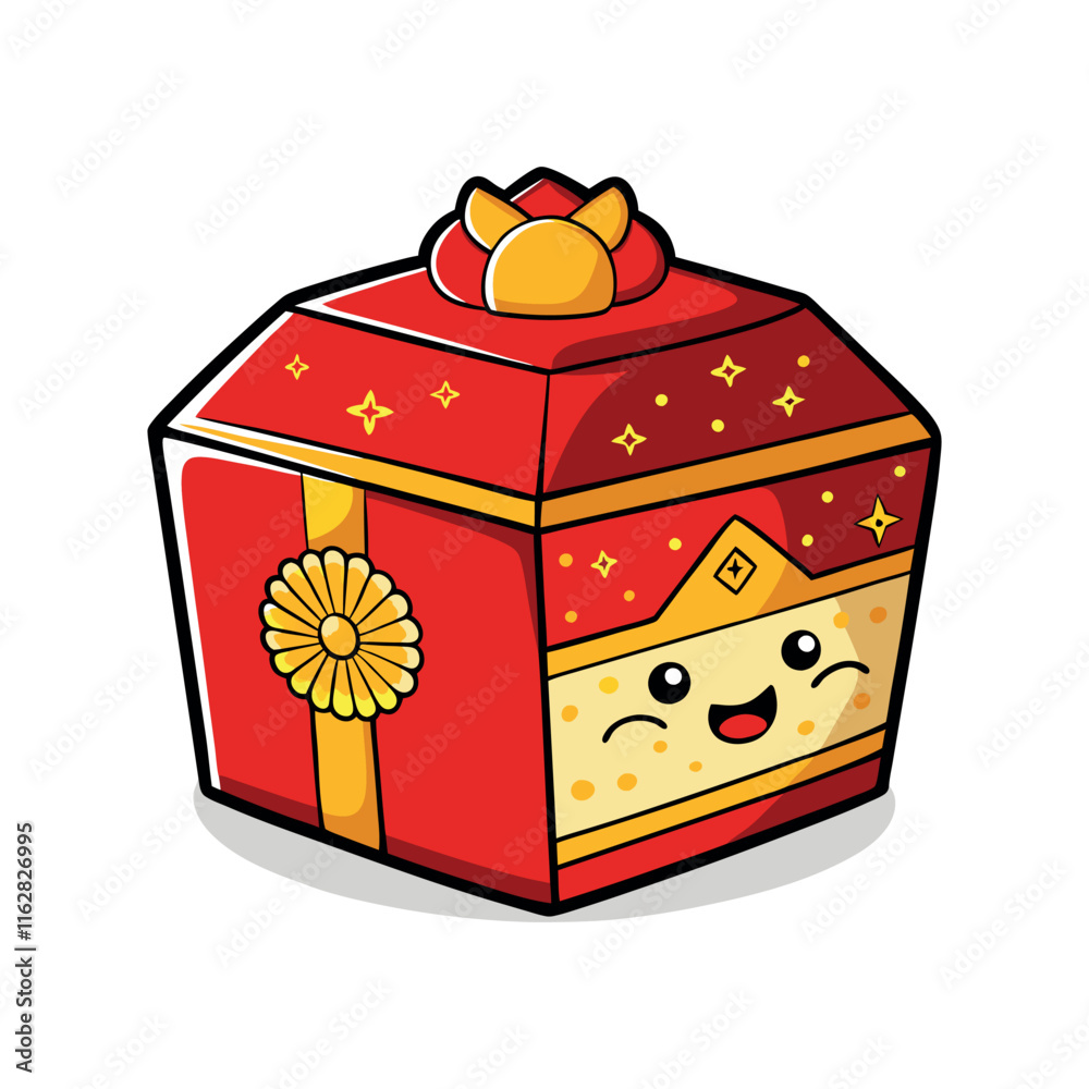 Uniq Beatiful Redbox Illustration.Cake Box With Uniq Style Illustration Uniq Beatiful Redbox Illustration.Cake Box With Uniq Style Illustration