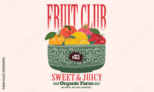 Nature fruit club print design. Apricot artwork for for t-shirt. Fresh pomegranate artwork. Organic farm poster design. Orange art. Summer food poster design. Apple fruit set. Fresh lemon fruit print.