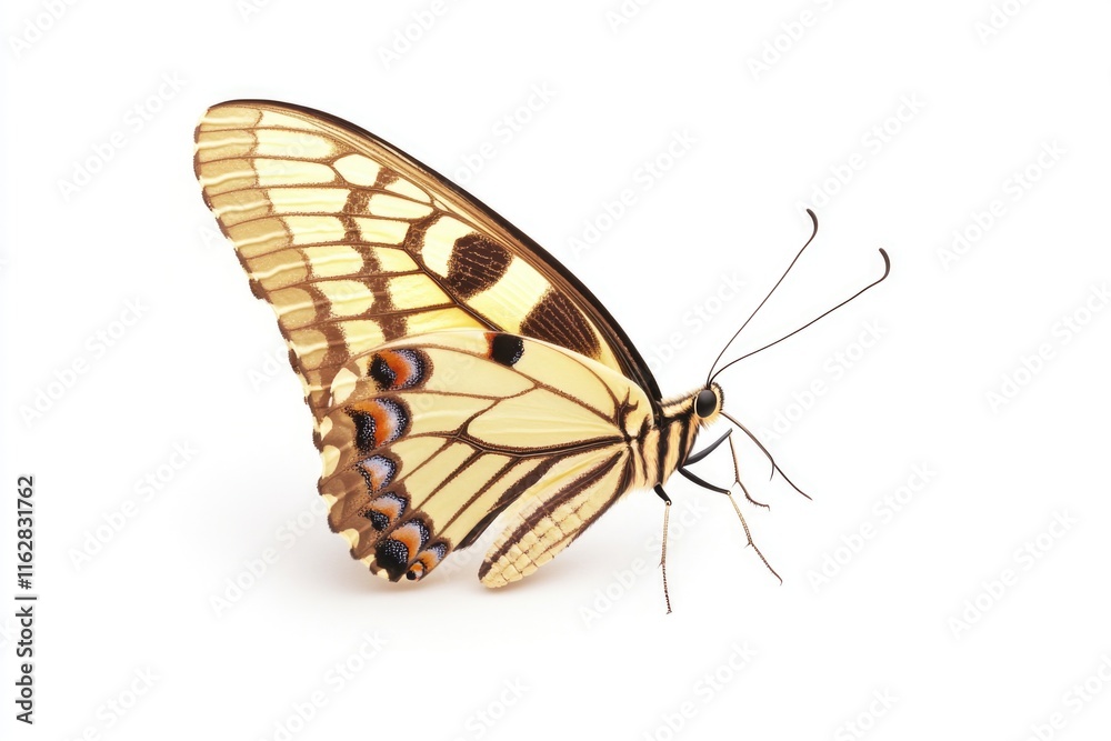 Naklejka premium A butterfly perched on a clean white background
