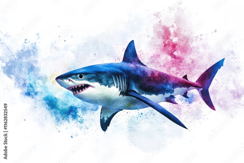 Fototapeta premium A close-up view of a shark's open mouth, ready to strike