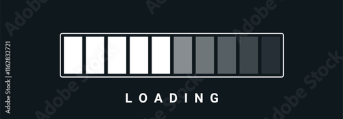 Black and white loading bar design. Vector illustration.