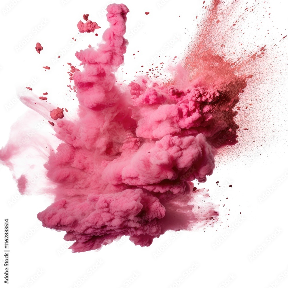 Fototapeta premium Powder explosion isolated on white background. Colored dust erupts