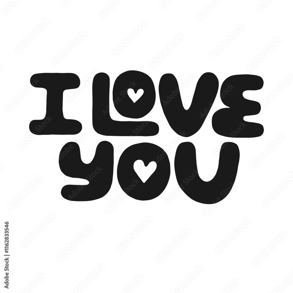 I love you - handwritten typography for Valentine's Day. romantic message, minimalist design. I love you - handwritten typography for Valentine's Day. romantic message, minimalist design.