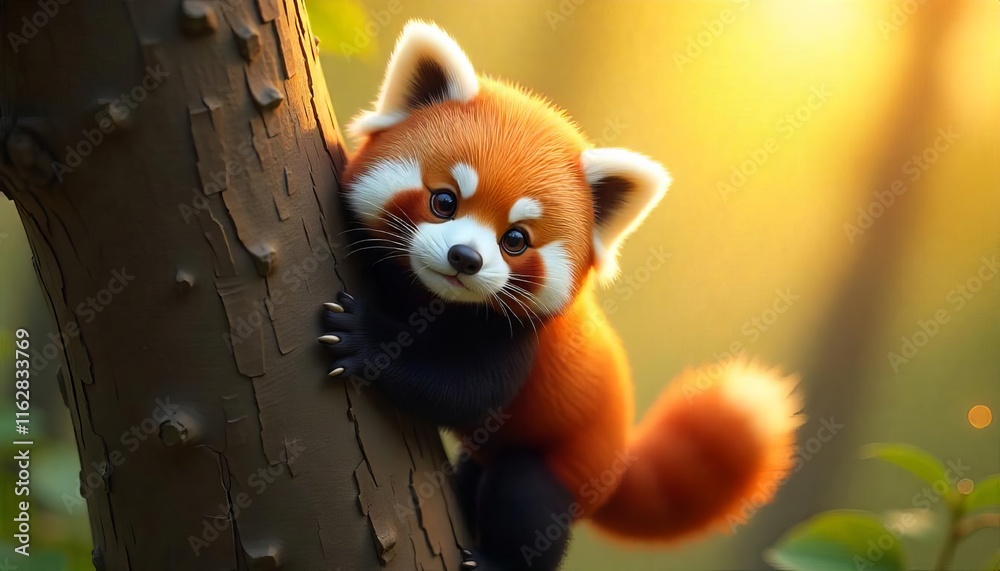Obraz premium 3D character of a cute animal with expressive features, suitable for children's content and games