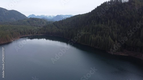 Wallpaper Mural Gliding peacefully above a lake and green landscapes under soft clouds Torontodigital.ca