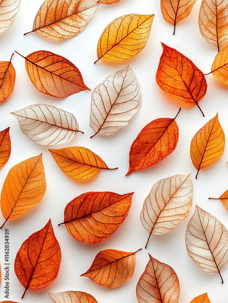 Fototapeta premium Autumn leaves arranged on white background.
