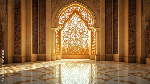 Sunlight entering through windows in a beautiful mosque.