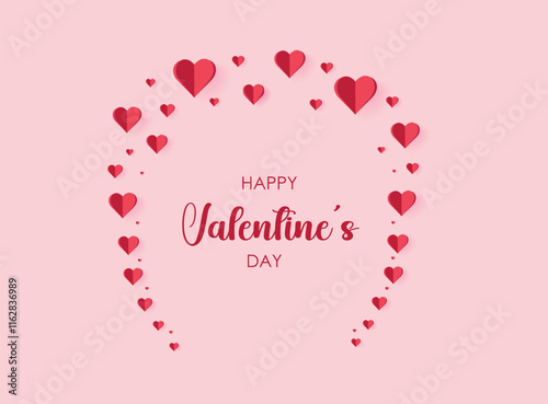 Happy valentine day with creative love composition of the hearts. Happy Valentine's Day banners. Vector illustration
