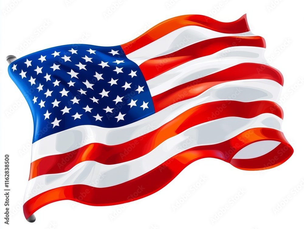 Obraz premium Waving American flag showcasing national pride and identity, symbolizing freedom and unity in the United States.