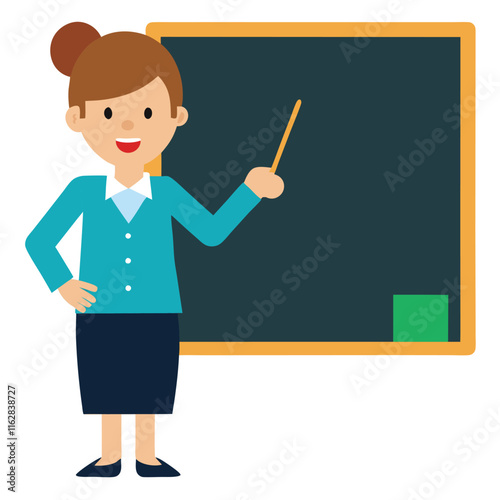 school teacher a teaching at blackboard