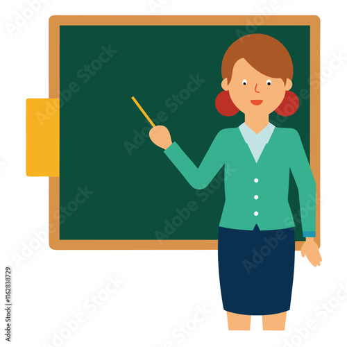 school teacher a teaching at blackboard