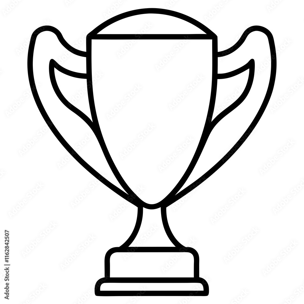 Stylish Trophy Outline Vector with Sleek Line Details