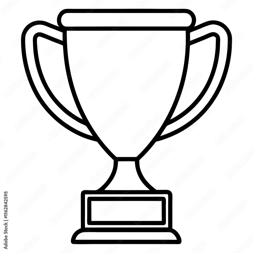 Stylish Trophy Outline Vector with Sleek Line Details Stylish Trophy Outline Vector with Sleek Line Details