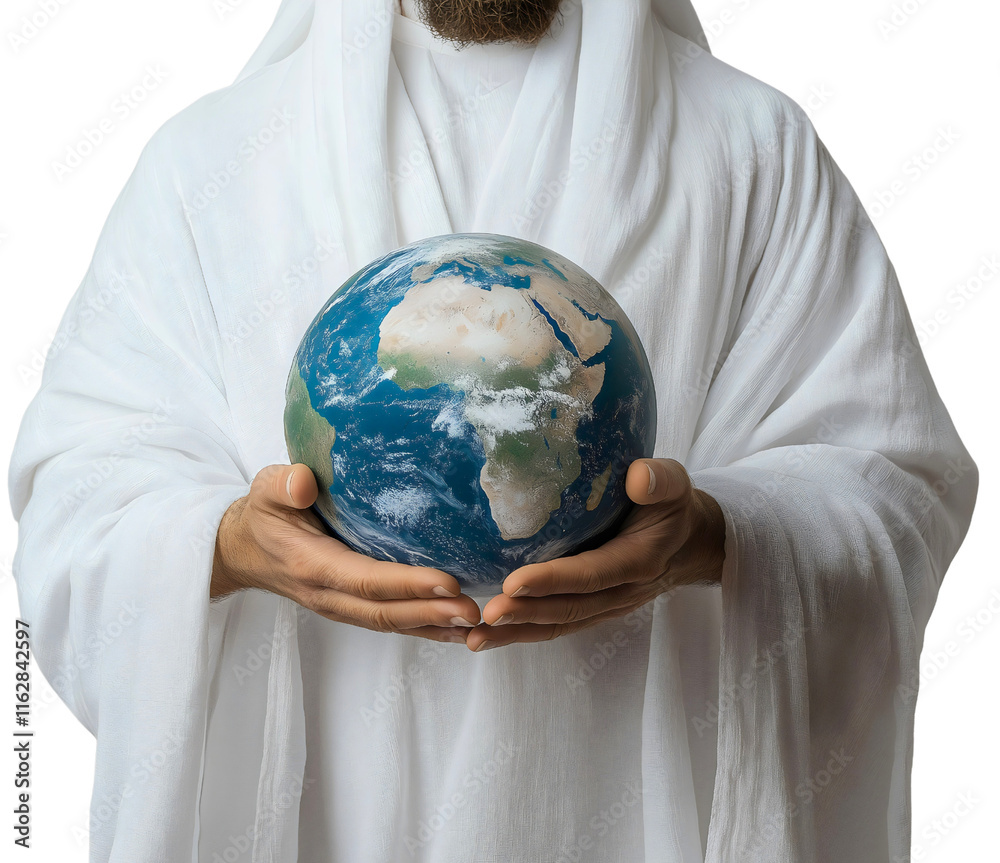 Hands Holding the Globe Symbolizing Love and Faith in Christianity isolated Hands Holding the Globe Symbolizing Love and Faith in Christianity isolated