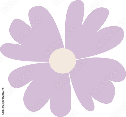 Cute kawaii baby purple  flower loose hand drawn organic isolated vector spring valentine elements