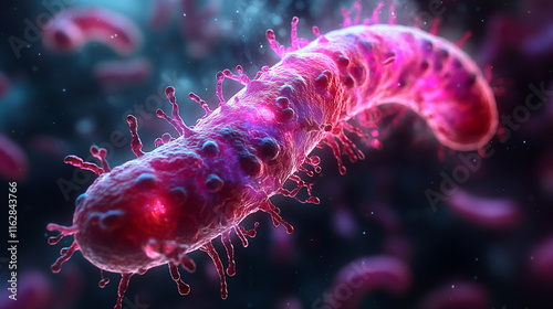 Microbial dance of gut bacteria in a vibrant, ethereal atmosphere during active fermentation process photo