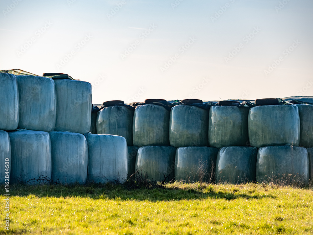 Stroh und Silageballen lagern im Freien Stroh und Silageballen lagern im Freien