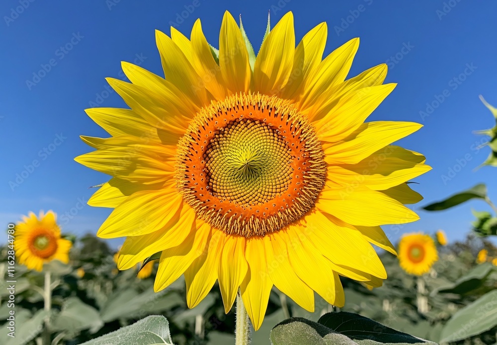Vibrant Sunflower Close-Up in Sunny Field Vibrant Sunflower Close-Up in Sunny Field