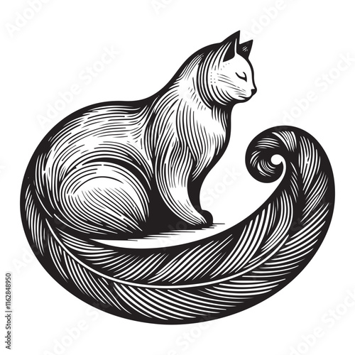 Cat vector line art drawing and illustration design sheet for artistic inspiration