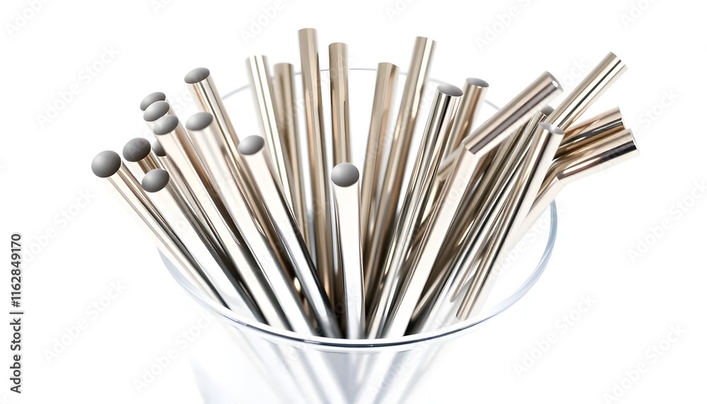 Sleek Metallic Straws in Glass: A Modern Minimalist Still Life Sleek Metallic Straws in Glass: A Modern Minimalist Still Life