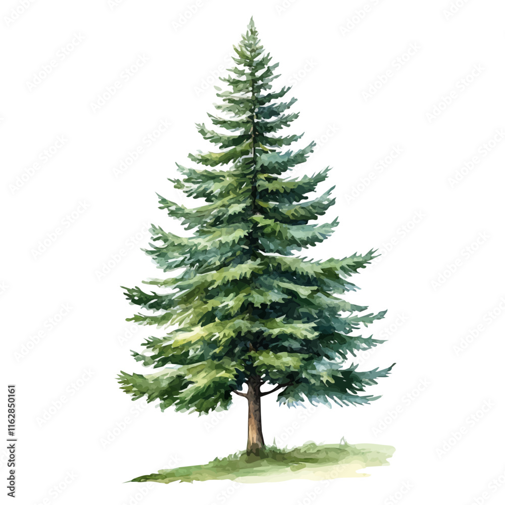 A watercolor illustration of a Douglas fir tree, with its distinct needle-like leaves, isolated on a white background. Douglas fir tree vector.
A watercolor illustration of a Douglas fir tree, with its distinct needle-like leaves, isolated on a white background. Douglas fir tree vector.