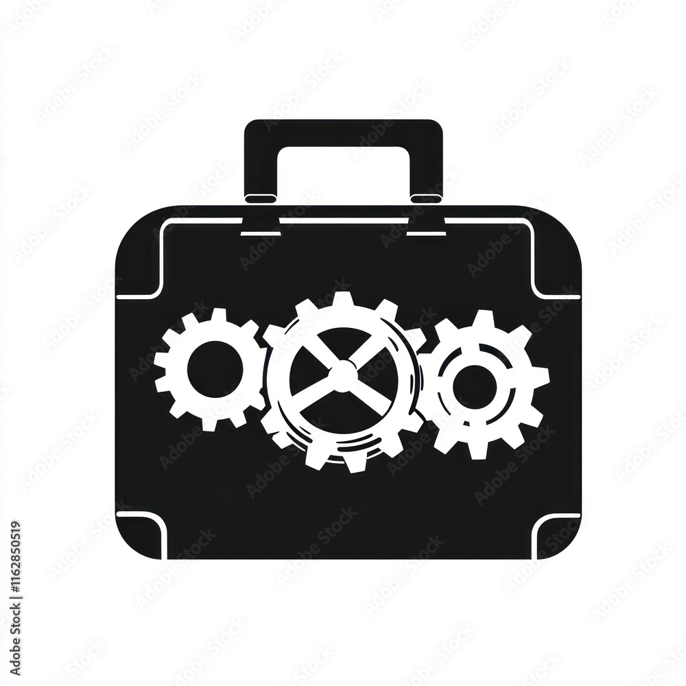 Black Briefcase With Three Interlocking Gears Inside