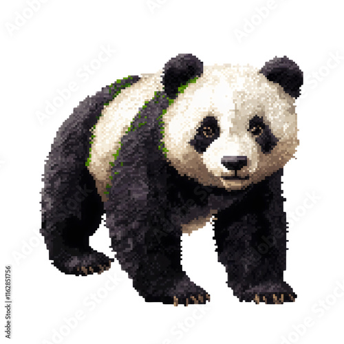 Cute Cartoon Pixel Panda Character Illustration for Fun Designs and Games isolated photo