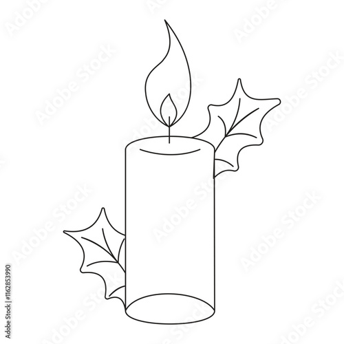 Radiant Glow Candle in Line Art