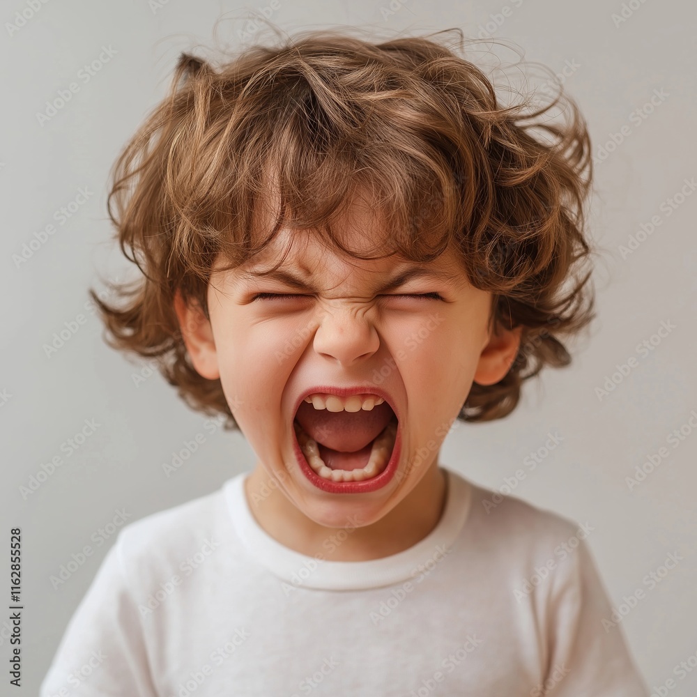 A child yelling with pure emotion, capturing innocent frustration candidly. A child yelling with pure emotion, capturing innocent frustration candidly.
